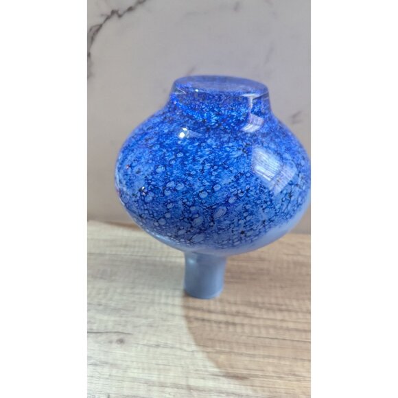 vintage Blue Bubble Effect Art Glass Vase 9.5" Tall Handblown Home Décor Stateme - Picture 6 of 9